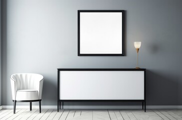 Small black sideboard with a blank sheet of paper.