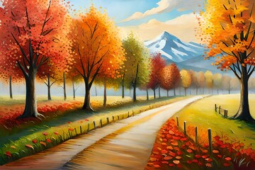 Naklejka na ściany i meble autumn landscape with trees