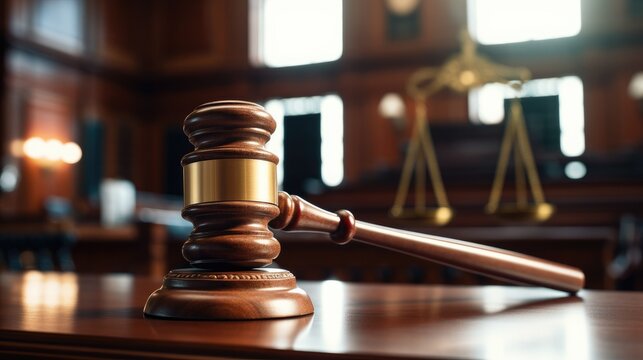 Judge gives judge gavel in the court.