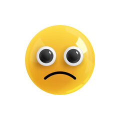 Emoji face sad upset. Emotion Realistic 3d Render. Icon Smile Emoji. EPS yellow glossy emoticons.
