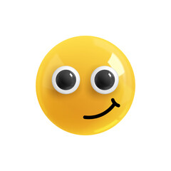 Emoji face a slight smile of incomprehension. Emotion Realistic 3d Render. Icon Smile Emoji. PNG yellow glossy emoticons.