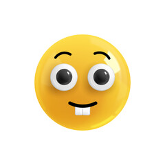 Emoji face smiling critter. Emotion Realistic 3d Render. Icon Smile Emoji. PNG yellow glossy emoticons.
