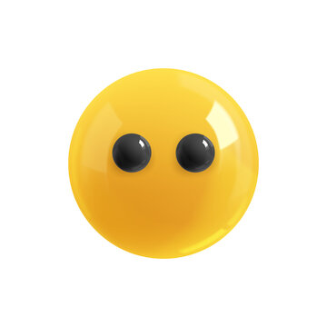 Emoji face is silent. Realistic 3d design. Emoticon yellow glossy color. Icon in plastic cartoon style isolated on white background. EPS