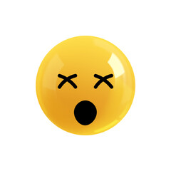 Emoji face screaming in fear. Emotion Realistic 3d Render. Icon Smile Emoji. PNG yellow glossy emoticons.