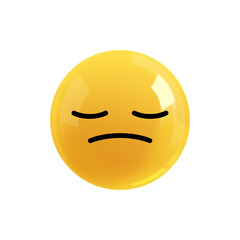 Emoji face offended. Realistic 3d design. Emoticon yellow glossy color. Icon in plastic cartoon style isolated on white background. PNG