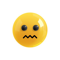 Emoji face upset. Emotion Realistic 3d Render. Icon Smile Emoji. PNG yellow glossy emoticons.
