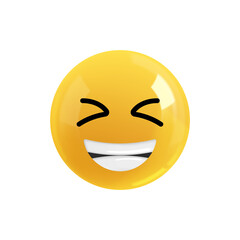 Emoji face happy smile. Emotion Realistic 3d Render. Icon Smile Emoji. EPS yellow glossy emoticons.