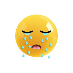 Emoji face sad tears. Emotion Realistic 3d Render. Icon Smile Emoji. EPS yellow glossy emoticons.