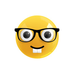 Emoji face with glasses. Emotion Realistic 3d Render. Icon Smile Emoji. EPS  yellow glossy emoticons.