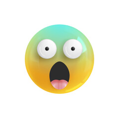 Emoji face cold with horror. Emotion Realistic 3d Render. Icon Smile Emoji. PNG yellow glossy emoticons.
