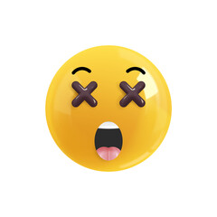 Emoji face faint from fear. Emotion Realistic 3d Render. Icon Smile Emoji. EPS yellow glossy emoticons.