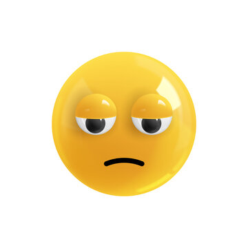 Emoji face offended. Realistic 3d design. Emoticon yellow glossy color. Icon in plastic cartoon style isolated on white background. PNG