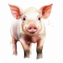 pig , animal, watercolor illustration isolated on white background, Generative AI