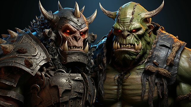 AI generated illustration of spooky ogres in a dark and mysterious background