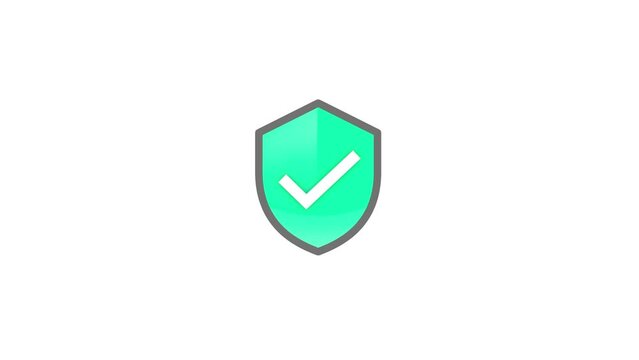 Loading circle and cleaning garbage 4k animation, green shield with a check mark appears when the process is completed, green screen included