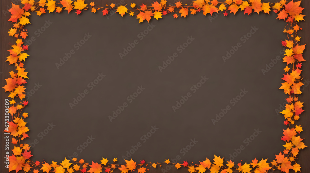 Poster autumn leaves border frame with space for text