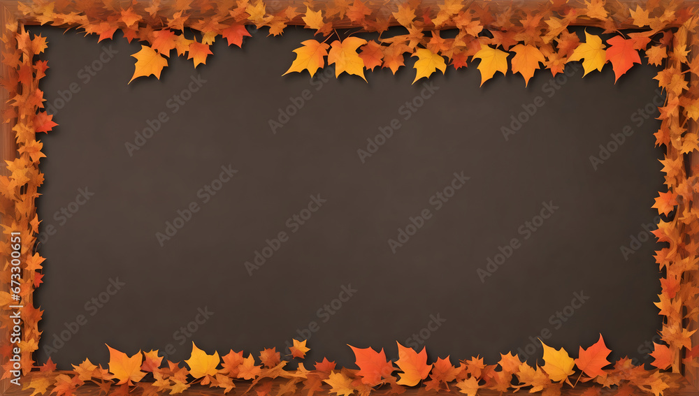 Poster autumn leaves border frame with space for text
