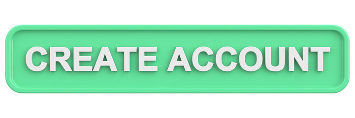 Create account button. 3D illustration.