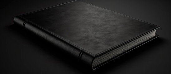 Illustration of a hardcover book with a black cover depicted alone on a white background