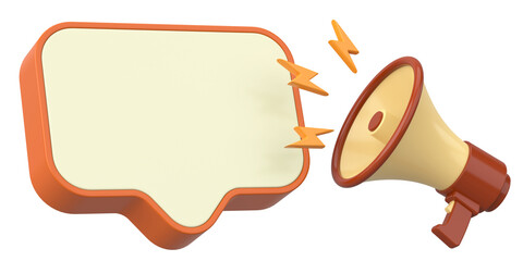 Notification Box with Magaphone. 3D Illustration.
