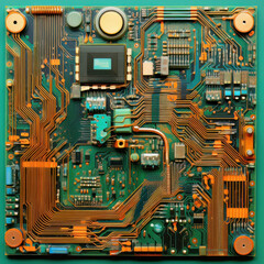 transformation of discarded circuit boards into vibrant, upcycled art pieces. ai generative