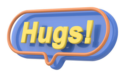 Hugs. Word and Phrase. 3D illustration.