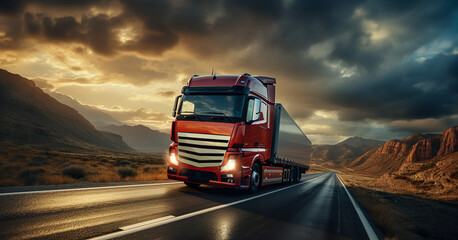 Obraz premium LKW on the road ( Generative KI )