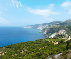 Fototapeta na wymiar Summer Ionian sea coast view (Kefalonia, Greece, near Petani Beach)