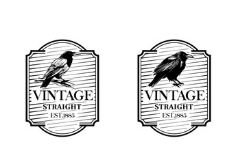 vintage raven logo design 