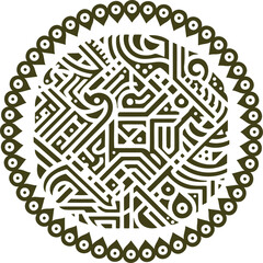 A circular mandala ornament, artistically transformed into an abstract vector stencil