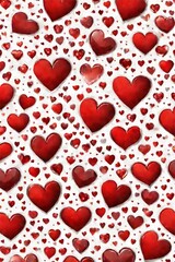 Bright red hearts on a white background, rich pattern. Festive background. Valentine's Day