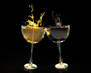 pair of champagne glasses toasting celebration
