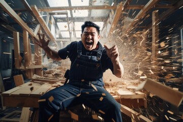 Asian Male Carpenter Job Professional Setting Generative AI