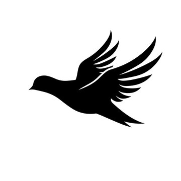 recommend clip art: Dove black icon on white background. Pigeon silhouette