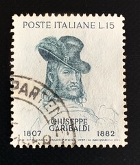 Bari, Italy - November 05, 2023. Post stamp Italy of Giuseppe Garibaldi