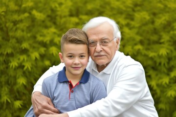 Fototapeta premium A smiling grandfather and his grandson as they spend some quality time together..