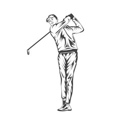 Retro Golf Player Vector