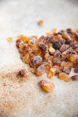 rock sugar crystals pieces candy brown sugar candied big rock caramel taste cane sugar healthy eating cooking appetizer meal food snack on the table