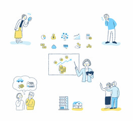 お金・投資・資産運用関連と複数の人物　セット