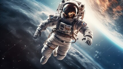 Fototapeta na wymiar astronaut spacewalking on an awesome cosmic