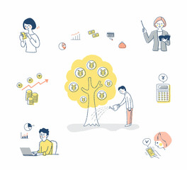 お金・投資・資産運用関連と複数の人物　セット