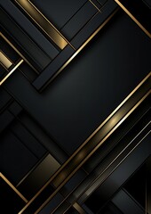 Luxury black overlapping layers background with gold