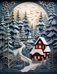 Winter paper cut landscape
