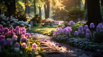 beautiful lavender with morning light. - obrazy, fototapety, plakaty
