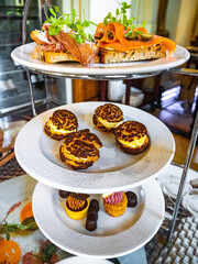 Afternoon tea set at a fancy cafe in Budapest