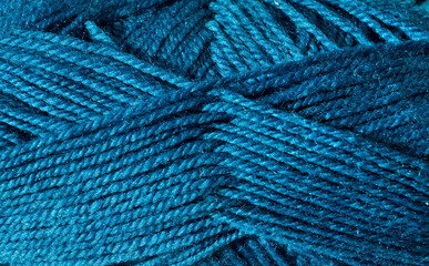 Texture of turquoise wool yarn.