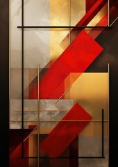red silver gold abstract geometric presentation - obrazy, fototapety, plakaty