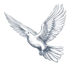 dove bird is a symbol of peace and purity hand drawn  illustration realistic sketch, Generative AI