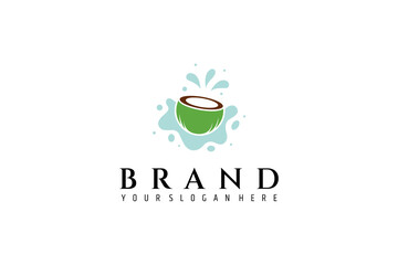 Coconut drink logo design with water splash elements