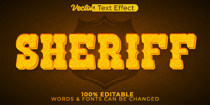 Sheriff Vector Text Effect Editable Alphabet Police Badge Western Texas